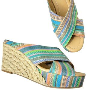 Colorful Wedge Sandals Women 8.5 Espadrille Shoes CL Laundry Bohemian 39 Spring